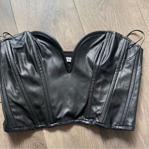 Zara leather strapless top